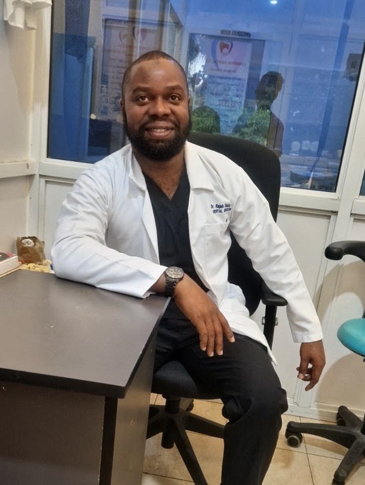 Dr. Rajab Chaka, lead dentist at Lebanon Dental Care Clinic in Mombasa, Kenya — trusted family and cosmetic dentist